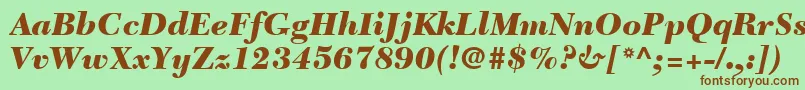 Fonte NewCaledoniaLtBlackItalic – fontes marrons em um fundo verde