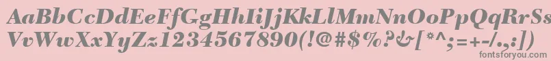 Fonte NewCaledoniaLtBlackItalic – fontes cinzas em um fundo rosa