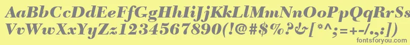 フォントNewCaledoniaLtBlackItalic – 黄色の背景に灰色の文字