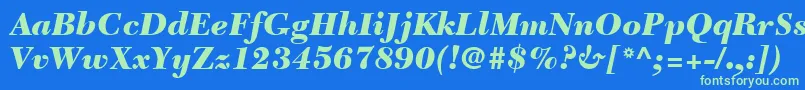 Шрифт NewCaledoniaLtBlackItalic – зелёные шрифты на синем фоне