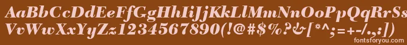 Шрифт NewCaledoniaLtBlackItalic – розовые шрифты на коричневом фоне