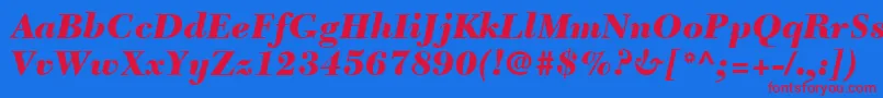 Więcej informacji o czcionce NewCaledoniaLtBlackItalic Czcionka NewCaledoniaLtBlackItalic – czerwone czcionki na niebieskim tle