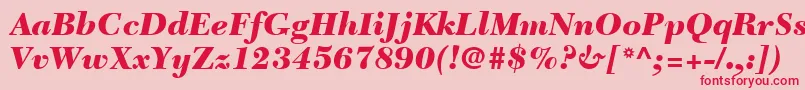 Fonte NewCaledoniaLtBlackItalic – fontes vermelhas em um fundo rosa