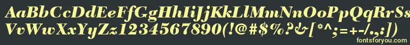 NewCaledoniaLtBlackItalic-fontti – keltaiset fontit mustalla taustalla