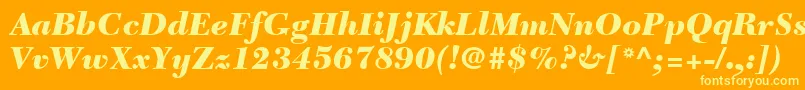 Шрифт NewCaledoniaLtBlackItalic – жёлтые шрифты на оранжевом фоне