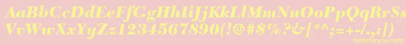 NewCaledoniaLtBlackItalic-Schriftart – Gelbe Schriften auf rosa Hintergrund