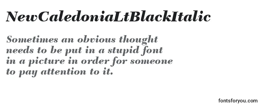 Review of the NewCaledoniaLtBlackItalic Font