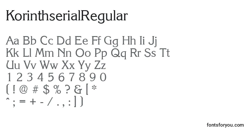 KorinthserialRegular-fontti – aakkoset, numerot, erikoismerkit