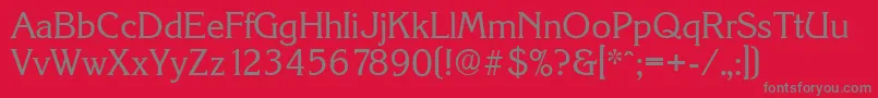 KorinthserialRegular-Schriftart – Graue Schriften auf rotem Hintergrund