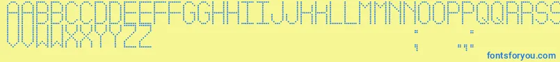 フォントLedSimpleSt – 青い文字が黄色の背景にあります。