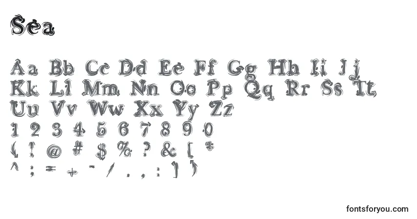 Schriftart Sea – Alphabet, Zahlen, spezielle Symbole