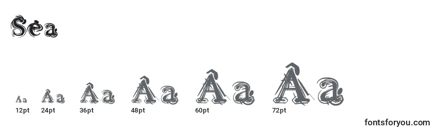 Размеры шрифта Sea