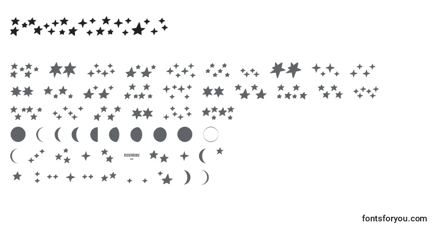 Schriftart Astronomy – Alphabet, Zahlen, spezielle Symbole