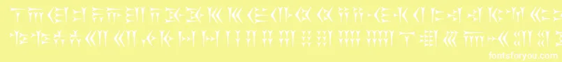 Kakoulookiam-Schriftart – Weiße Schriften auf gelbem Hintergrund