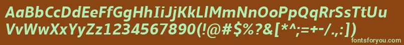 AmbleBoldItalic-fontti – vihreät fontit ruskealla taustalla