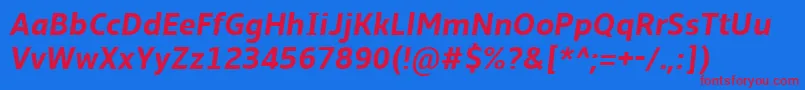 AmbleBoldItalic Font – Red Fonts on Blue Background