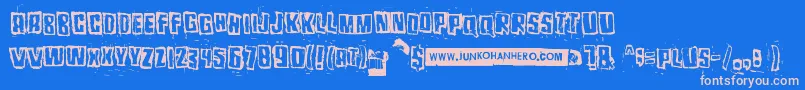 Pozothree Font – Pink Fonts on Blue Background