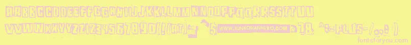 Pozothree Font – Pink Fonts on Yellow Background