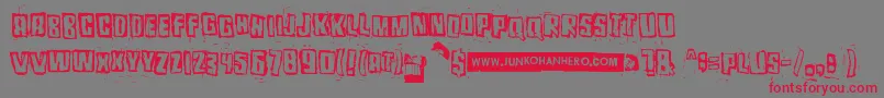 Pozothree Font – Red Fonts on Gray Background