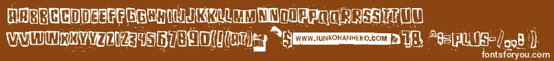 Pozothree-Schriftart – Weiße Schriften auf braunem Hintergrund