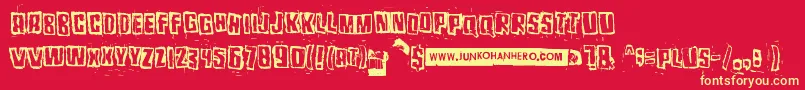Pozothree Font – Yellow Fonts on Red Background