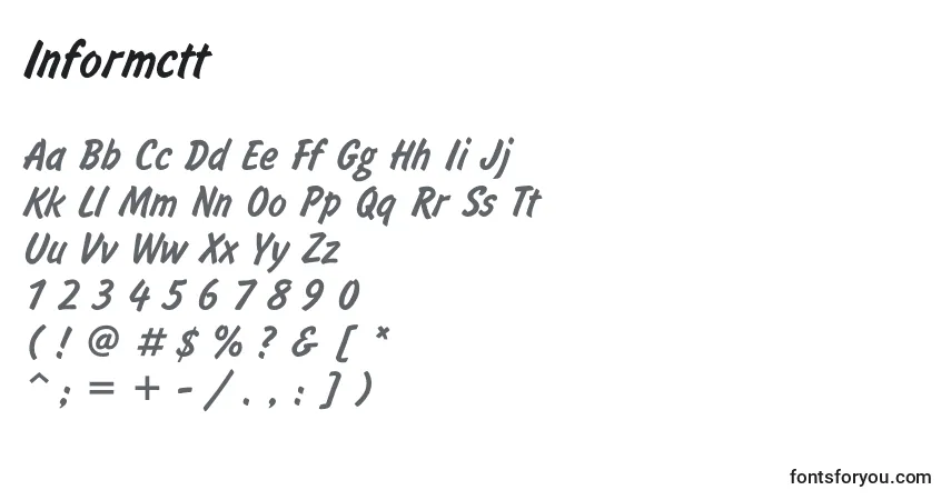 Czcionka Informctt – alfabet, cyfry, specjalne znaki