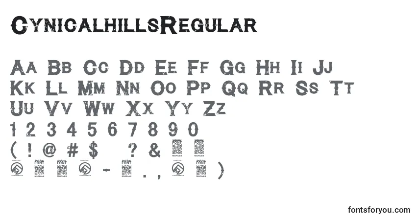 Fuente CynicalhillsRegular - alfabeto, números, caracteres especiales