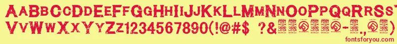 CynicalhillsRegular Font – Red Fonts on Yellow Background