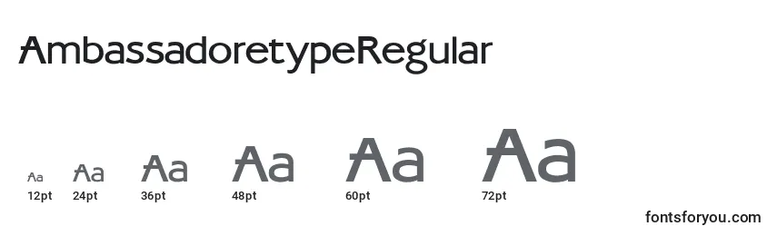 Размеры шрифта AmbassadoretypeRegular