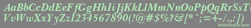 フォントPasmaBoldItalic.001.001 – 灰色の背景に緑のフォント