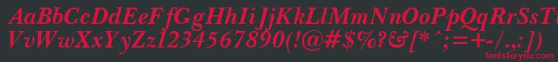 フォントPasmaBoldItalic.001.001 – 黒い背景に赤い文字