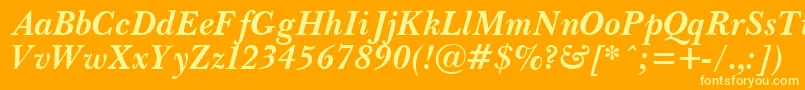 PasmaBoldItalic.001.001-Schriftart – Gelbe Schriften auf orangefarbenem Hintergrund