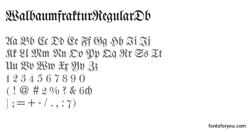 Czcionka WalbaumfrakturRegularDb – alfabet, cyfry, specjalne znaki