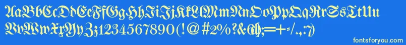 WalbaumfrakturRegularDb Font – Yellow Fonts on Blue Background