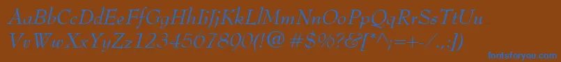 BernhardModernItalic Font – Blue Fonts on Brown Background