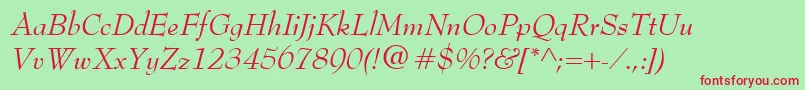 BernhardModernItalic Font – Red Fonts on Green Background