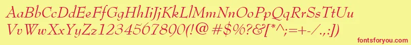 BernhardModernItalic Font – Red Fonts on Yellow Background