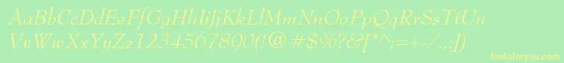BernhardModernItalic Font – Yellow Fonts on Green Background