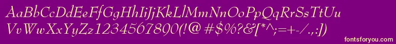 BernhardModernItalic Font – Yellow Fonts on Purple Background