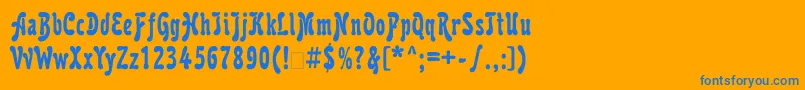 Karollattt-Schriftart – Blaue Schriften auf orangefarbenem Hintergrund