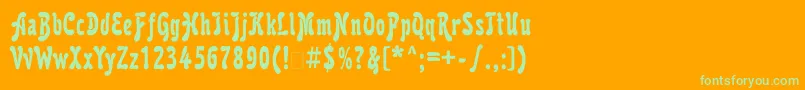 フォントKarollattt – オレンジの背景に緑のフォント