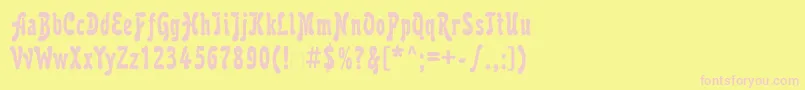 Karollattt-Schriftart – Rosa Schriften auf gelbem Hintergrund