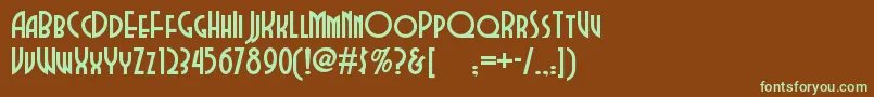 フォントDubbadubbanf – 緑色の文字が茶色の背景にあります。