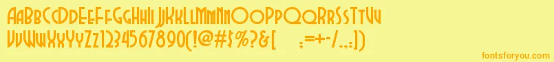 Dubbadubbanf-Schriftart – Orangefarbene Schriften auf gelbem Hintergrund