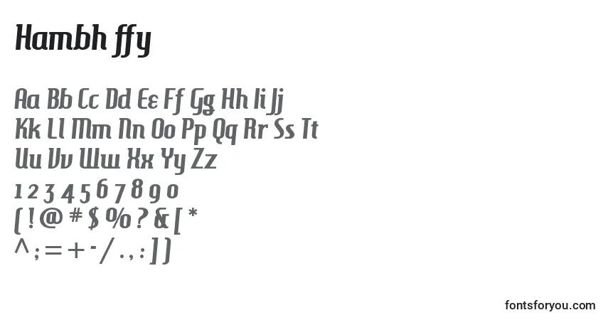 Czcionka Hambh ffy – alfabet, cyfry, specjalne znaki