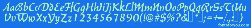 B650DecoRegular Font – Green Fonts on Blue Background