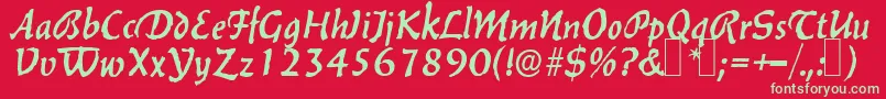 B650DecoRegular Font – Green Fonts on Red Background