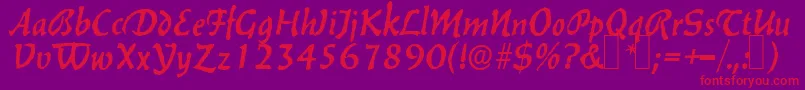 B650DecoRegular Font – Red Fonts on Purple Background