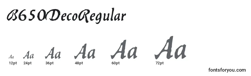 B650DecoRegular Font Sizes