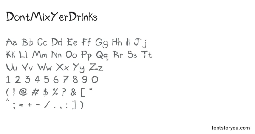 Fuente DontMixYerDrinks - alfabeto, números, caracteres especiales